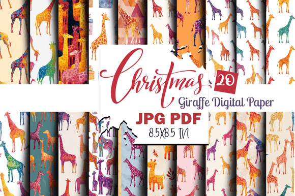 Christmas Giraffe Digital Paper: Festive Patterns for Bloggers