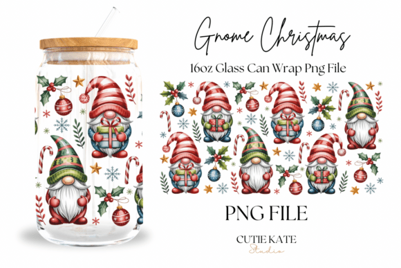 Christmas Gnome Gift 16oz Libbey Wrap for Crafts