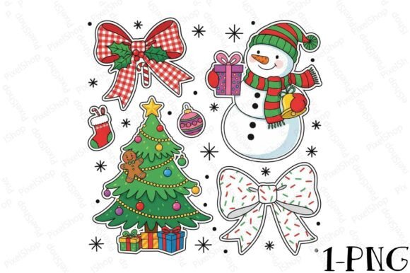 Christmas PNG, Snowman Bow for T-Shirt Designs