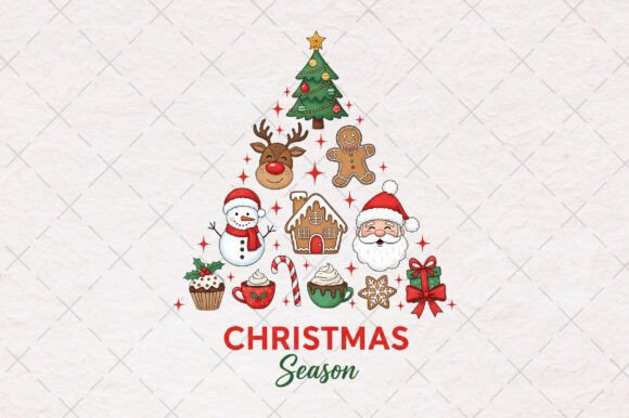 Christmas Tree Gingerbread Man Season T-Shirt Designs