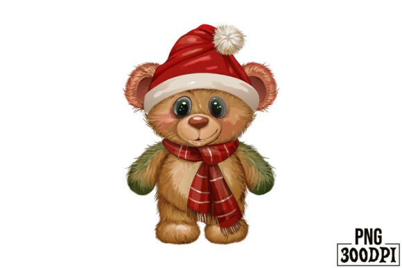 Cute Bear with Christmas Clipart 10 for Crafts