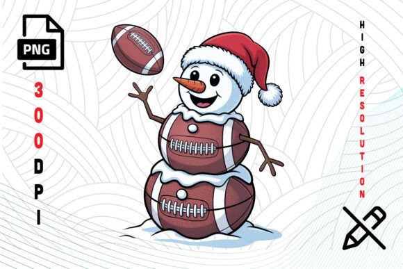 Football Snowman Christmas PNG for T-Shirt Designs