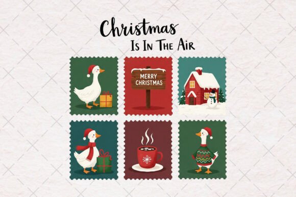 Goose Christmas Stamp PNG: Cozy T-Shirt Designs