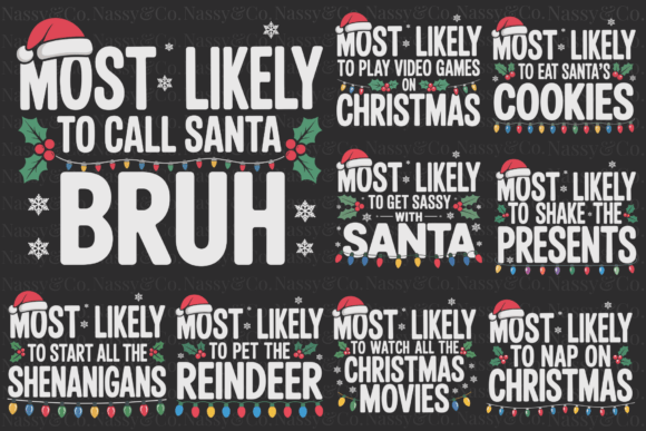 Most Likely to Christmas Xmas Bundle PNG for T-Shirt Designs