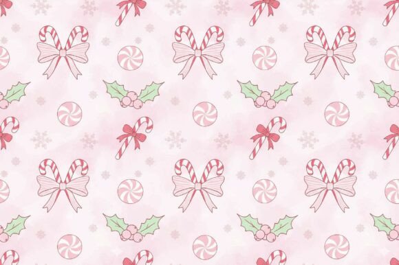 Pink Christmas Candy Pattern Paper Bow & Patterns
