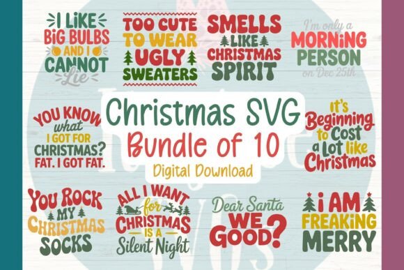 Retro Christmas SVG Bundle: T-Shirt Designs & Branding