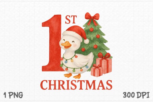Silly Goose 1st Christmas PNG for T-Shirt Designs