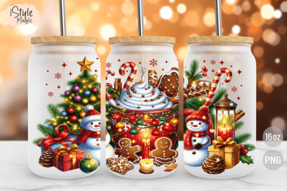 Snowman Christmas 16 Oz Glass Wrap PNG for Tumbler Wraps