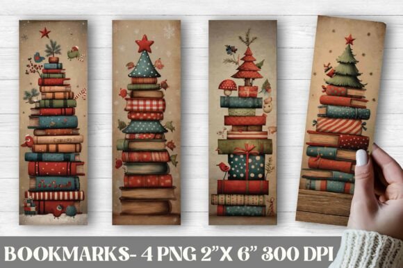 Watercolor Christmas Tree Bookmark for Print Templates